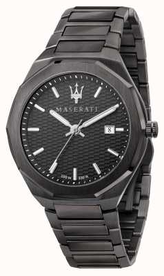 Maserati Relógio folheado a preto de dados de 3h de estilo masculino R8853142001