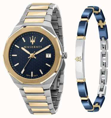 Maserati Conjunto de relógio e pulseira masculinos Stile 3h R8853142008