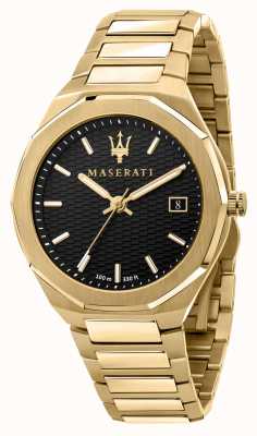 Maserati Relógio masculino banhado a ouro com dados 3h R8853142004