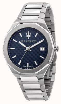 Maserati Relógio masculino com mostrador azul de dados de 3h R8853142006