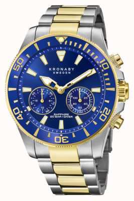 Kronaby Coleta de mergulhadores | bluetooth | mostrador azul | pulseira de aço de dois tons S3779/1