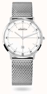 Herbelin City aço inoxidável pulseira de malha milanesa mostrador branco 19515/12B