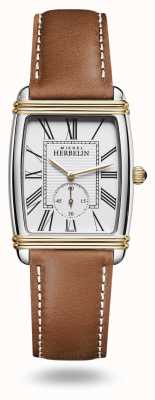 Michel Herbelin Relógio feminino art déco com pulseira de couro marrom 10638/T08GO