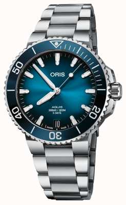 ORIS Aquis data calibre 400 automático (41,5 mm) mostrador azul / pulseira em aço inoxidável 01 400 7769 4135-07 8 22 09PEB