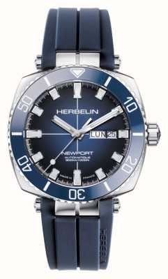 Herbelin Newport diver automatic (42mm) mostrador azul / pulseira de borracha azul 1774/BL15CB
