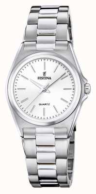 Festina Feminino | mostrador branco | pulseira de aço inoxidável F20553/2