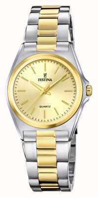 Festina Feminino | mostrador de ouro | pulseira de dois tons F20556/3