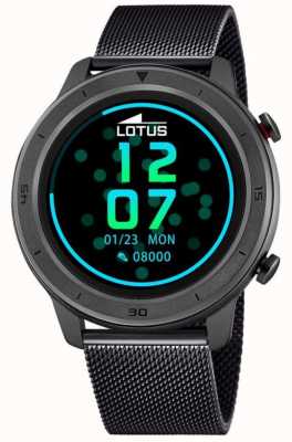 Lotus Smartime | estojo preto | pulseira de malha de aço preta L50023/1