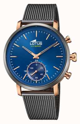 Lotus Relógio masculino conectado | mostrador azul | pulseira de malha de aço cinza L18805/2