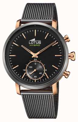 Lotus Relógio masculino conectado | ouro preto e rosa | pulseira de malha de aço preta L18805/3