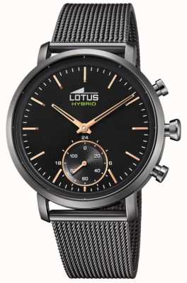 Lotus smartwatch híbrido conectado | mostrador preto | pulseira de malha de aço preta L18806/1