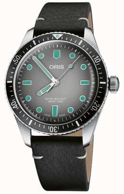 ORIS Divers sessenta e cinco mostrador cinza automático (40 mm) / pulseira de couro preta 01 733 7707 4053-07 5 20 89