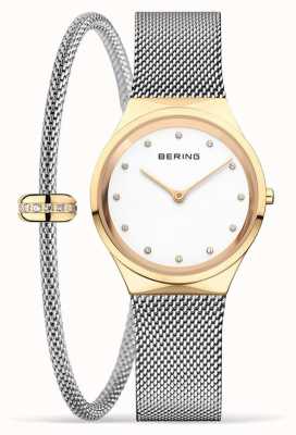 Bering Conjunto clássico de relógio feminino de ouro polido e pulseira 12131-010-190-GWP1
