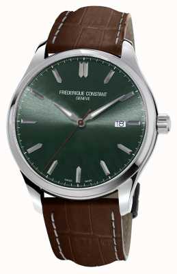 Frederique Constant Classic | pulseira de couro marrom com mostrador verde FC-240GRS5B6