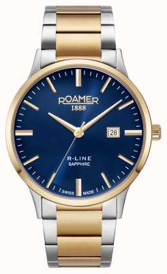Roamer Bracelete Bicolor em ouro com mostrador azul clássico R-line 718833 48 45 70