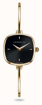 Michel Herbelin Relógio feminino Fil com mostrador preto com pulseira em pvd dourado 17207/BP14