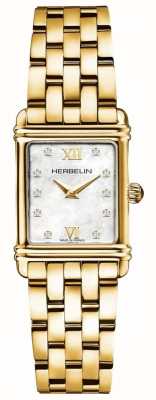 Herbelin Relógio feminino art déco com diamantes cravejado de madrepérola 17478BP59