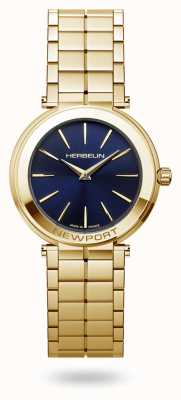 Herbelin Relógio Newport fino com mostrador azul e pulseira em pvd dourado 16922/BP15