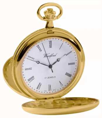 Woodford Relógio de bolso esqueleto de tampa dupla banhado a ouro 1120