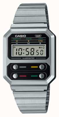 Casio relógio digital de aço inoxidável antigo A100WE-1AEF