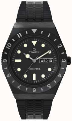 Timex Q diver inspirado caixa preta mostrador preto banda preta TW2U61600