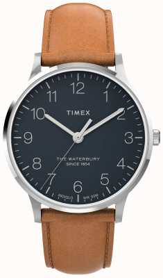Timex Waterbury classic 40mm caixa de 3 mãos mostrador azul lt brn pulseira TW2U97200