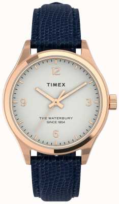 Timex Estojo feminino em tom de ouro rosa Waterbury e pulseira azul marinho TW2U97600