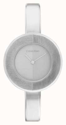 Calvin Klein Mostrador prateado feminino | relógio de pulseira de aço inoxidável 25200022