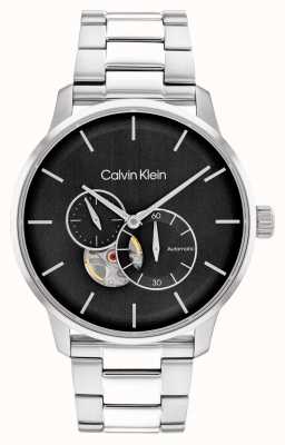 Calvin Klein Relógio de caixa de exibição de mostrador preto automático masculino 25200148