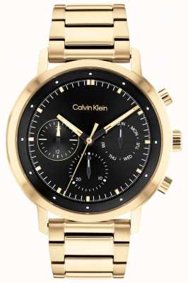 Calvin Klein Mostrador preto | pulseira de aço pvd de ouro 25200065