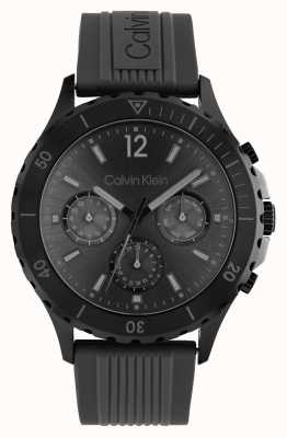 Calvin Klein Relógio cronógrafo blackout masculino pulseira de silicone preta 25200118