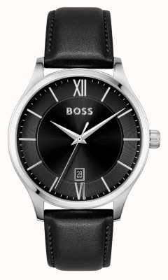 BOSS Elite masculina | mostrador preto | pulseira de couro preto 1513954