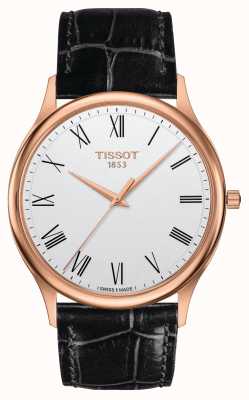 Tissot Pulseira De Couro Preta Goldrun Hesalite Ouro 18k T71340121