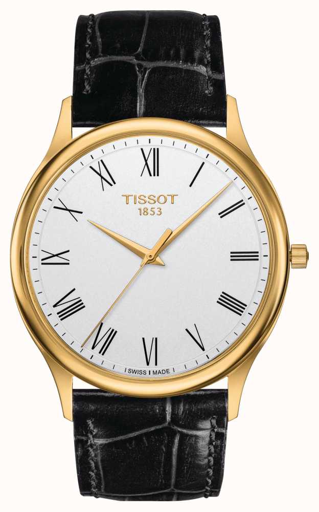 Tissot Pulseira De Couro Preta Excellence Ouro 18k T9264101601300