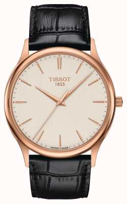 Tissot Pulseira De Couro Preta Goldrun Hesalite Ouro 18k T71340121