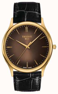 Tissot Pulseira De Couro Preta Goldrun Hesalite Ouro 18k T71340121