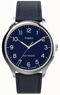 Timex Homens | leitor fácil | mostrador da marinha | alça de couro marinho TW2V27900