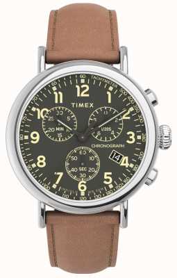 Timex Pulseira de couro marrom crono padrão TW2V27500
