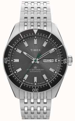Timex Homens | mergulho em waterbury | mostrador preto automático | pulseira de aço inoxidável TW2V24900