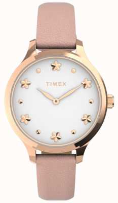 Timex Peyton das mulheres | mostrador branco | alça de couro rosa TW2V23700