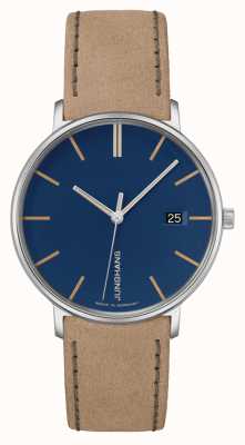 Junghans Formulário damen | mostrador azul | pulseira de couro bege 47/4255.00