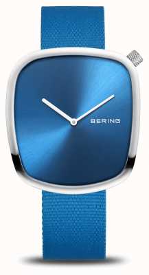 Bering Seixo | prata polida | mostrador azul | pulseira azul reciclada 18040-308