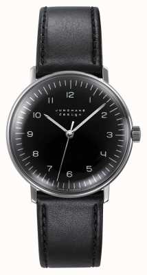 Junghans Max bill handaufzug mostrador preto pulseira preta cristal de safira 27/3702.02