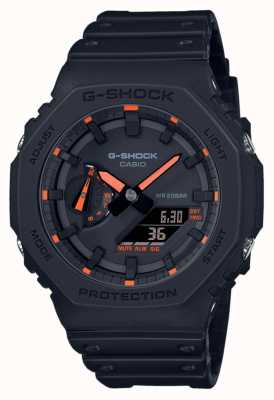 Casio G-shock 2100 Utility Black Series detalhes laranja GA-2100-1A4ER