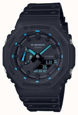 Casio G-shock 2100 Utility Black Series detalhes em azul GA-2100-1A2ER