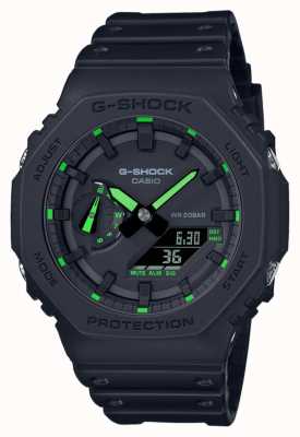Casio Detalhes em verde neon da série G-shock 2100 Utility Black GA-2100-1A3ER