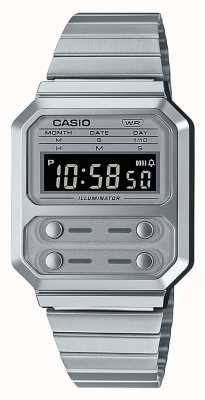 Casio Coleção relógio digital vintage em aço inoxidável A100WE-7BEF