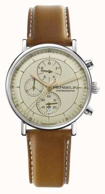 Herbelin Relógio masculino com pulseira de couro marrom inspiração 35647/AP17TRGD