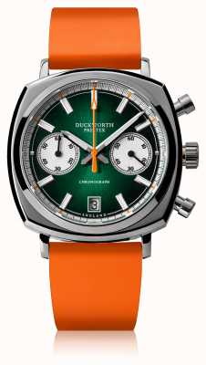 Duckworth Prestex Crono 42 | mostrador verde | pulseira de borracha laranja D550-04-OR