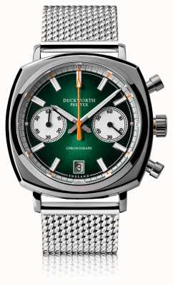 Duckworth Prestex Crono 42 | mostrador verde | pulseira de malha de aço inoxidável D550-04-ST